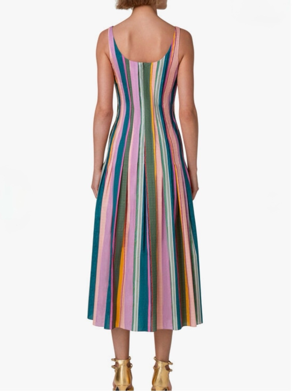 Akris Punto Mauve Deck Chair Stripe Cotton Midi Dress Multicolor Size US 12 - Picture 4 of 16